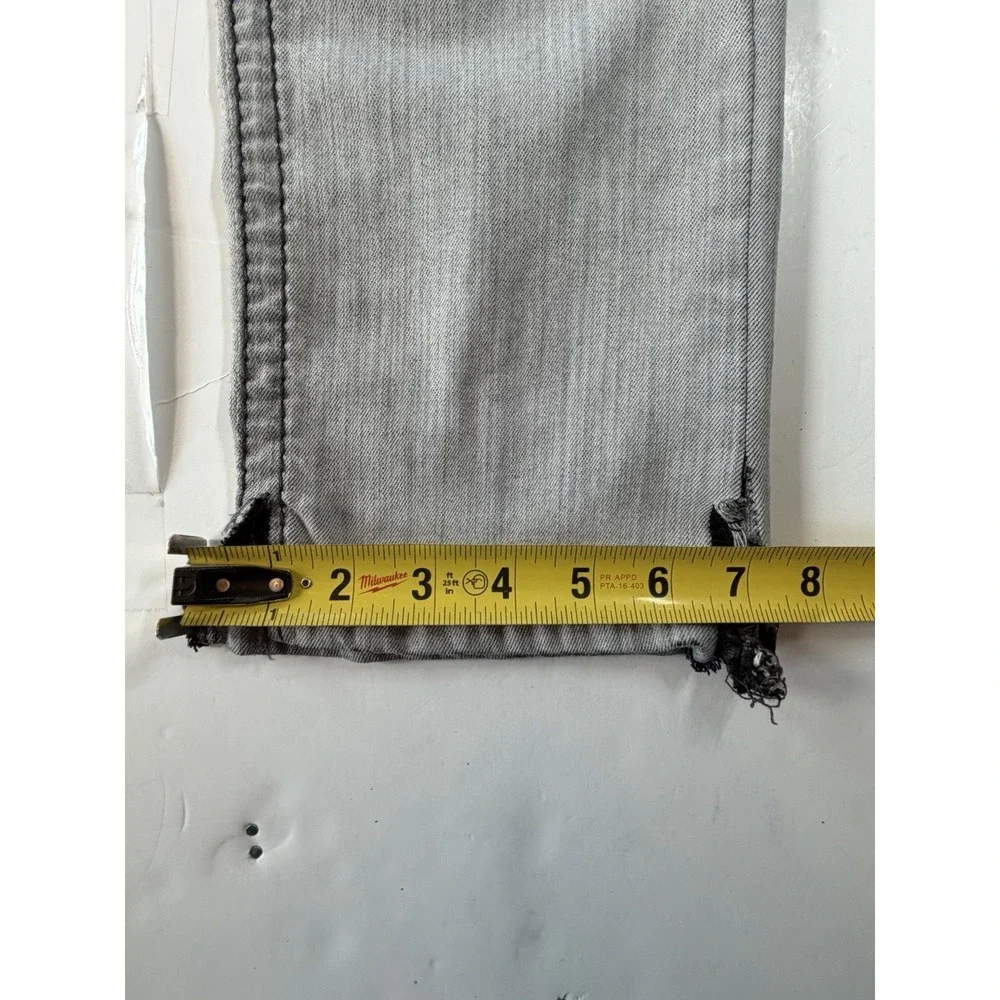 True Religion Ricky Straight Jeans M 30/31 Gray Contrast Stitch U2K Distressed